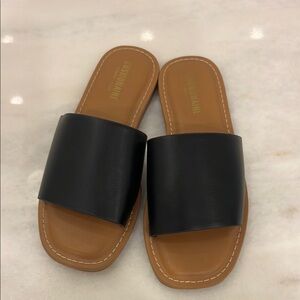 Black and Tan Minimalist Slide Sandals